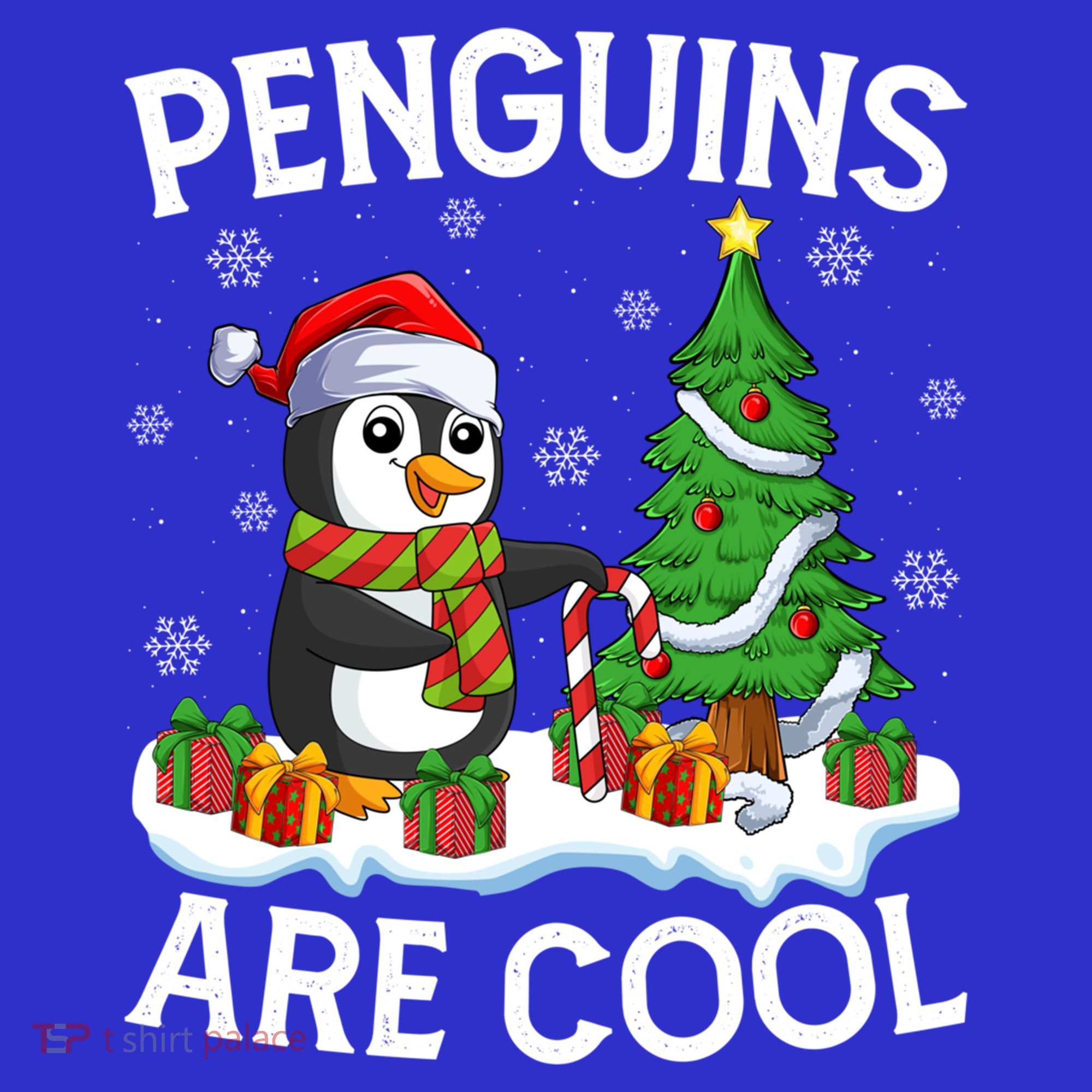 Penguins Are Cool Xmas Tree Lights Santa Penguin Christmas Gift Women's Tank Top