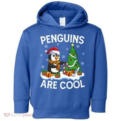 Penguins Are Cool Xmas Tree Lights Santa Penguin Christmas Gift Toddler Hoodie