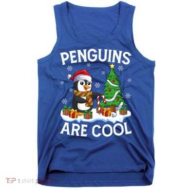 Penguins Are Cool Xmas Tree Lights Santa Penguin Christmas Gift Tank Top
