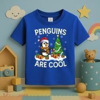 Penguins Are Cool Xmas Tree Lights Santa Penguin Christmas Gift Toddler T-Shirt thumb 3