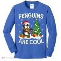 Penguins Are Cool Xmas Tree Lights Santa Penguin Christmas Gift Kids Long Sleeve Shirt thumb 0