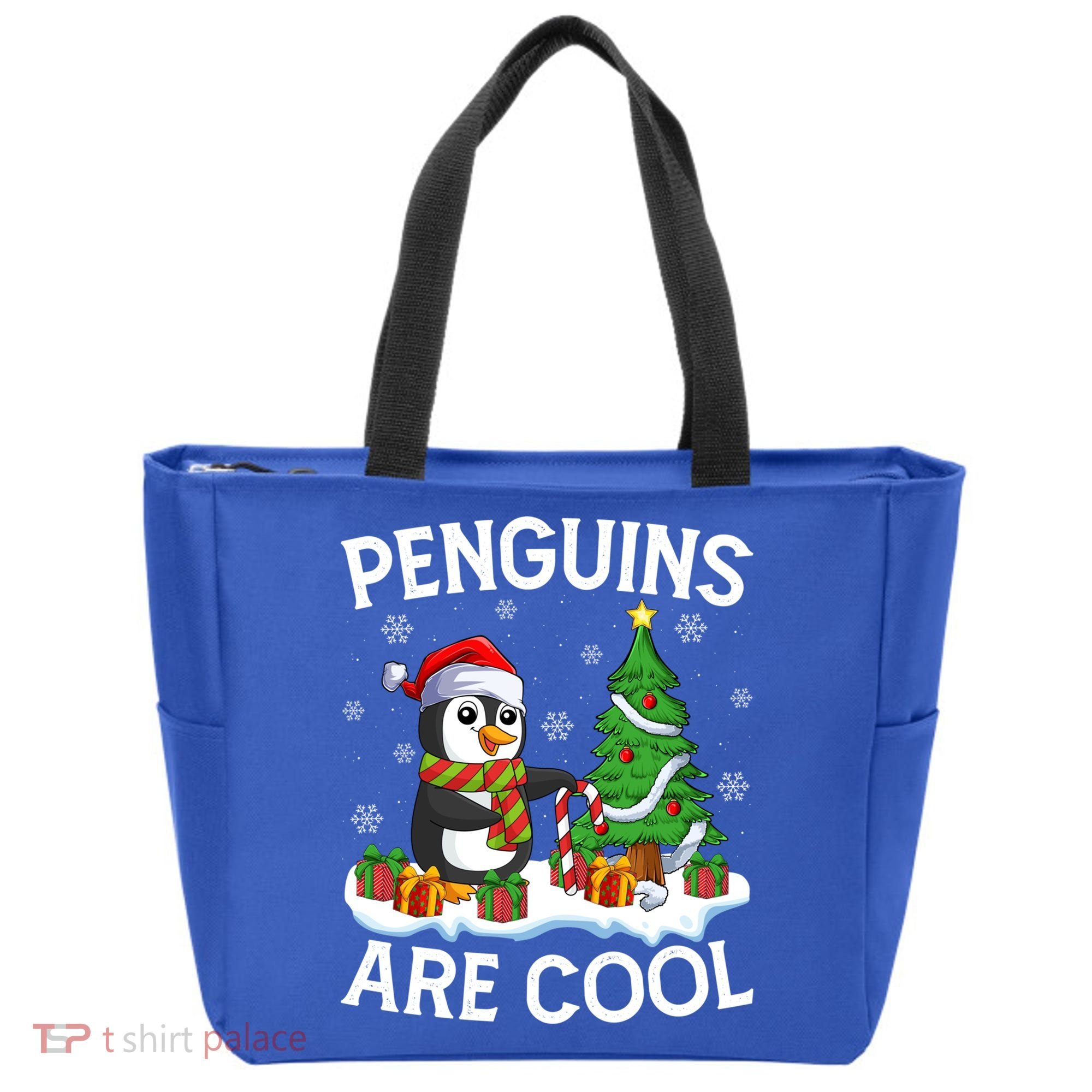 Penguins Are Cool Xmas Tree Lights Santa Penguin Christmas Gift Tote Bag