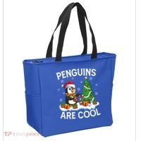 Penguins Are Cool Xmas Tree Lights Santa Penguin Christmas Gift Tote Bag thumb 2