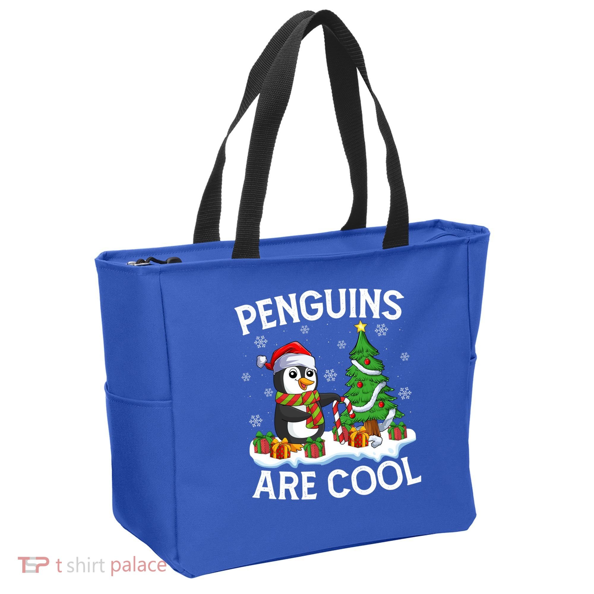 Penguins Are Cool Xmas Tree Lights Santa Penguin Christmas Gift Tote Bag