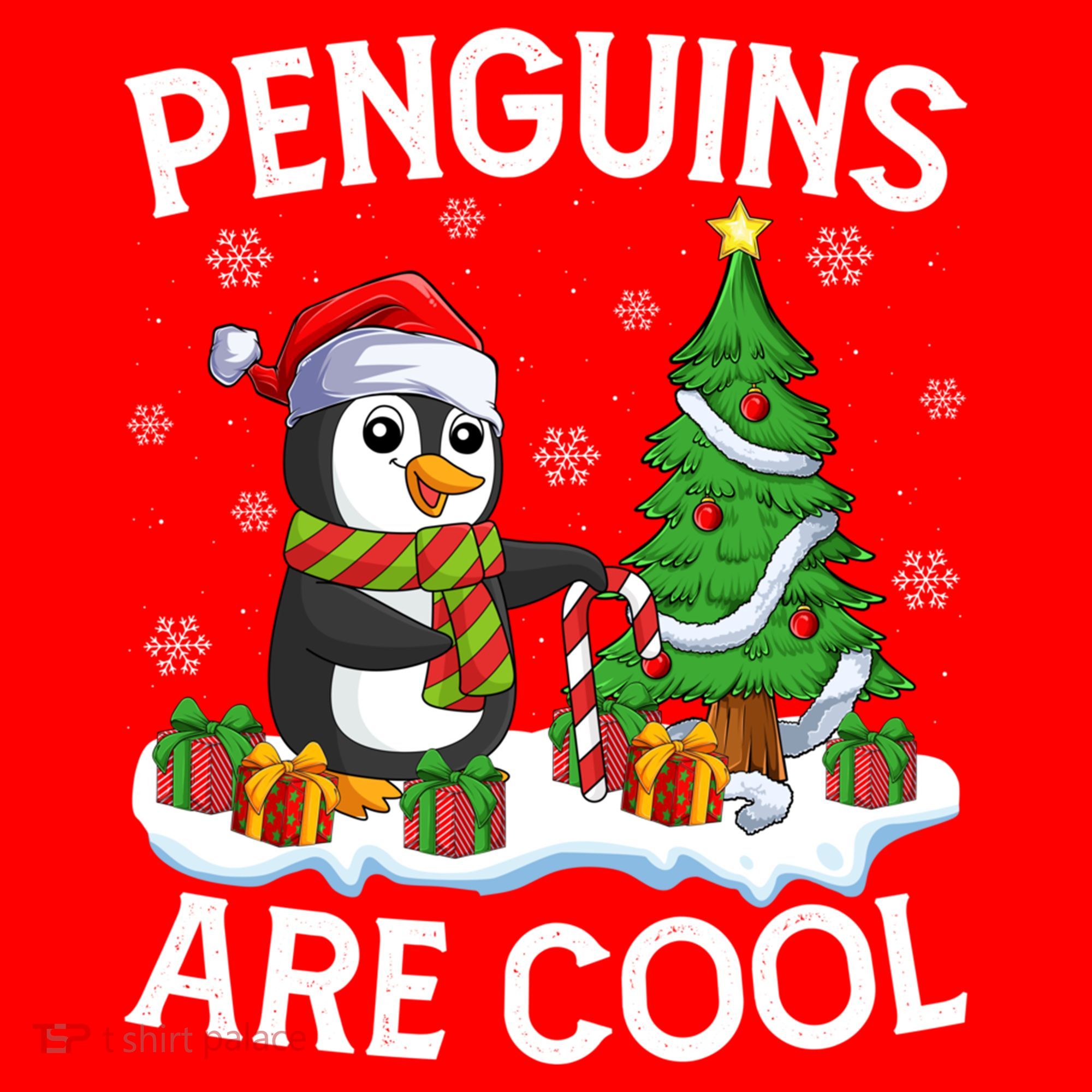 Penguins Are Cool Xmas Tree Lights Santa Penguin Christmas Gift Santa Hat