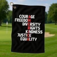 Protest America Courage Freedom Rights Resist Women Golf Towel thumb 1