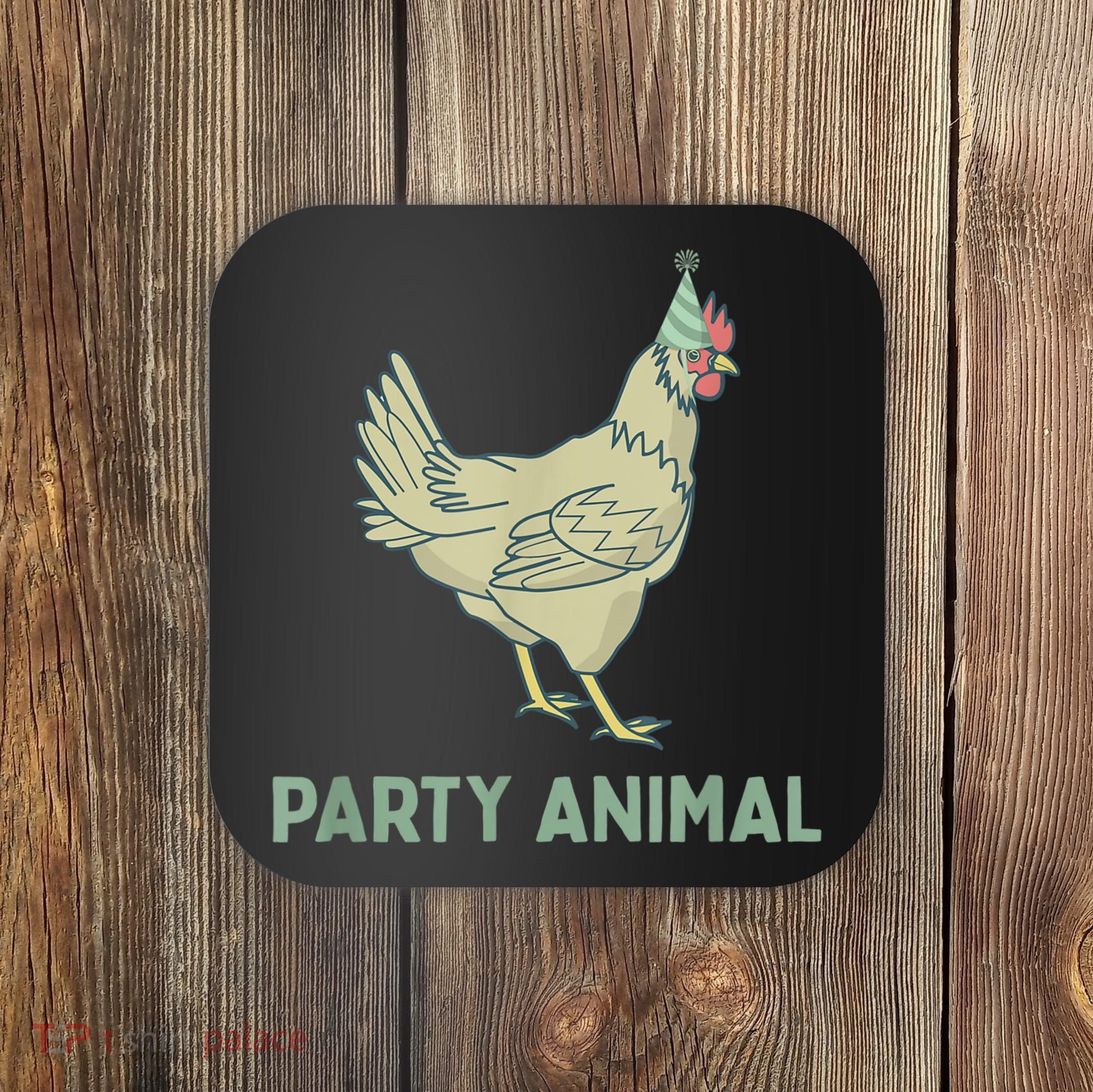Party Animal Chicken Birthday, Chicken Birthday Coaster