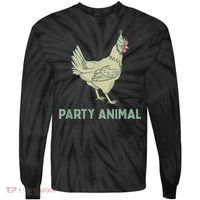 Party Animal Chicken Birthday, Chicken Birthday Tie-Dye Long Sleeve Shirt thumb 0