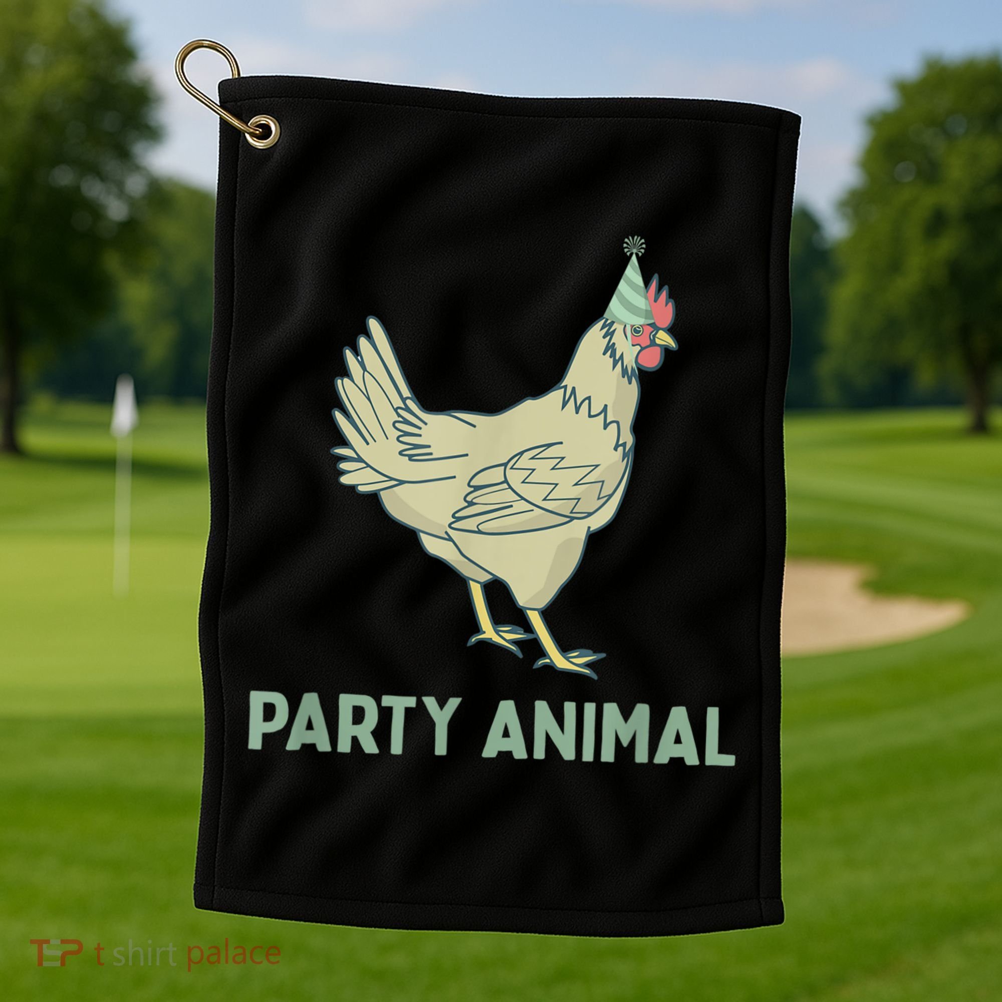 Party Animal Chicken Birthday, Chicken Birthday Golf Towel