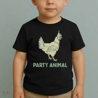 Party Animal Chicken Birthday, Chicken Birthday Toddler T-Shirt thumb 2
