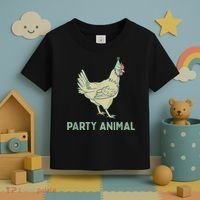Party Animal Chicken Birthday, Chicken Birthday Toddler T-Shirt thumb 3