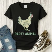 Party Animal Chicken Birthday, Chicken Birthday Women's T-Shirt thumb 3