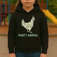 Party Animal Chicken Birthday, Chicken Birthday Kids Hoodie thumb 3