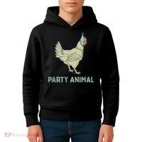 Party Animal Chicken Birthday, Chicken Birthday Kids Hoodie thumb 4