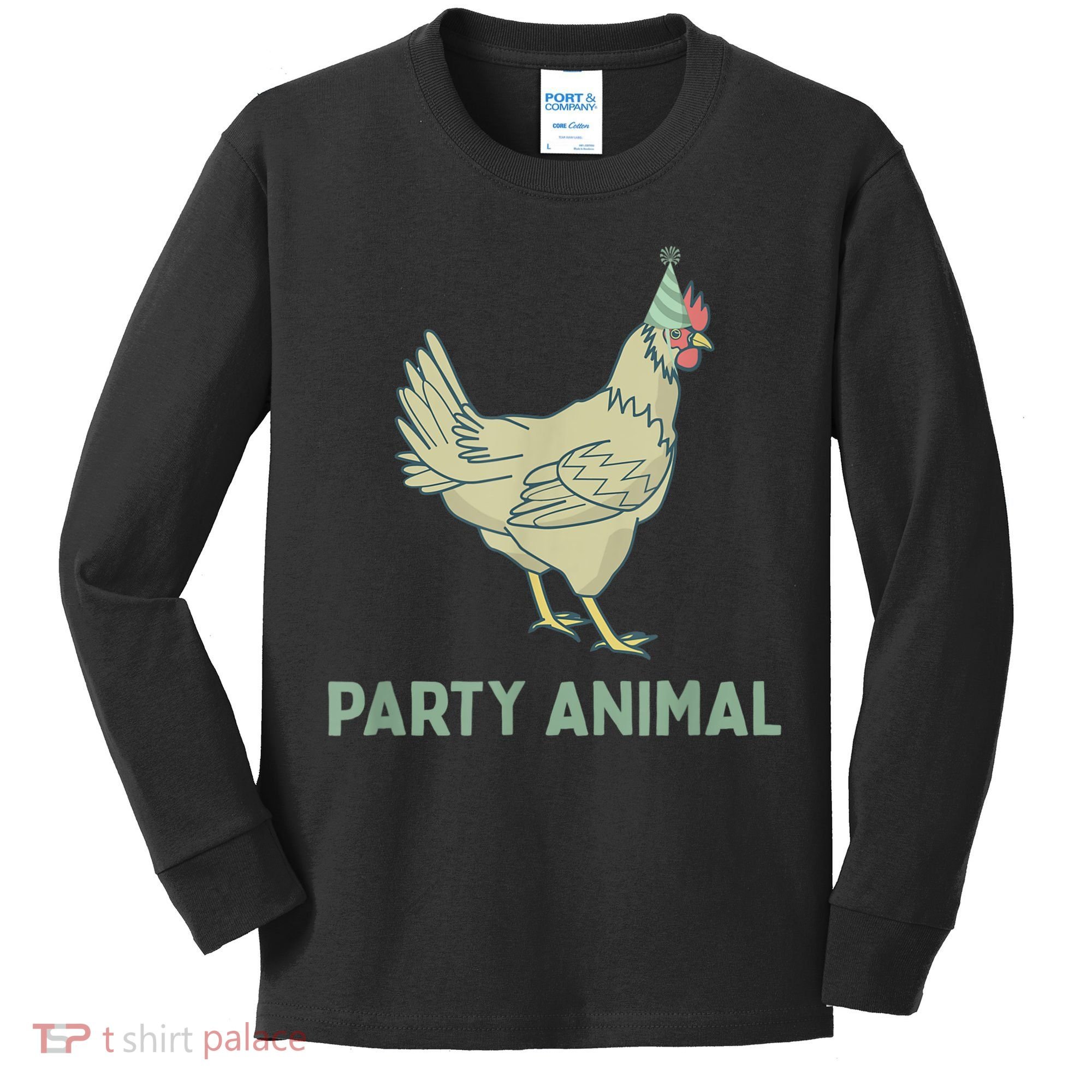 Party Animal Chicken Birthday, Chicken Birthday Kids Long Sleeve Shirt