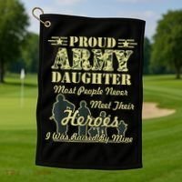 Proud Army Daughter Gift Golf Towel thumb 1