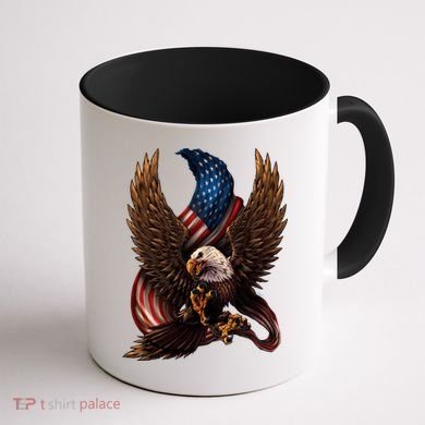 Patriotic American Design With Eagle And Flag Coffee Mug back