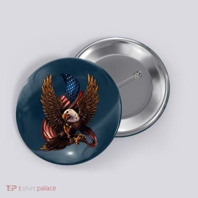 Patriotic American Design With Eagle And Flag Button