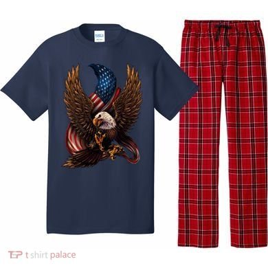 Patriotic American Design With Eagle And Flag Pajama Set