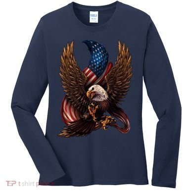Patriotic American Design With Eagle And Flag Women's Long Sleeve Shirt