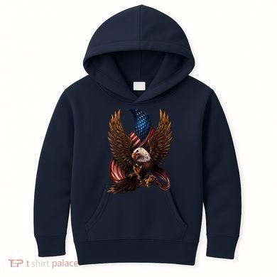 Patriotic American Design With Eagle And Flag Kids Hoodie