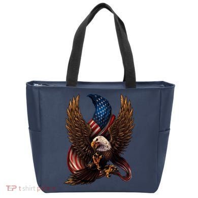 Patriotic American Design With Eagle And Flag Tote Bag