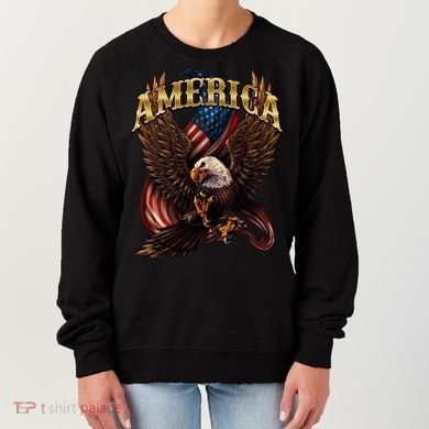 Patriotic America Design With Eagle And American Flag Women's Sweatshirt