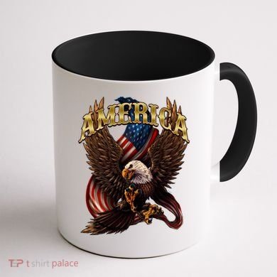 Patriotic America Design With Eagle And American Flag Coffee Mug back