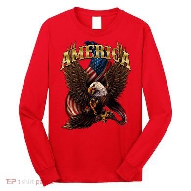 Patriotic America Design With Eagle And American Flag Long Sleeve Shirt