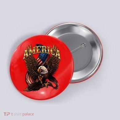 Patriotic America Design With Eagle And American Flag Button