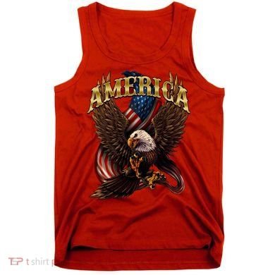 Patriotic America Design With Eagle And American Flag Tank Top