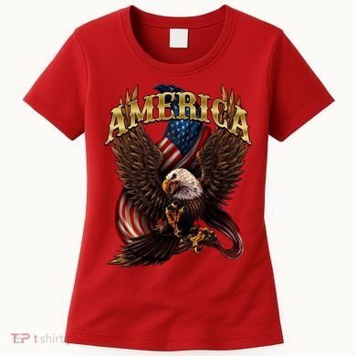 Patriotic America Design With Eagle And American Flag Women's T-Shirt