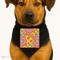 Pizza And Donuts Fast Food USA-Made Doggie Bandana thumb 1