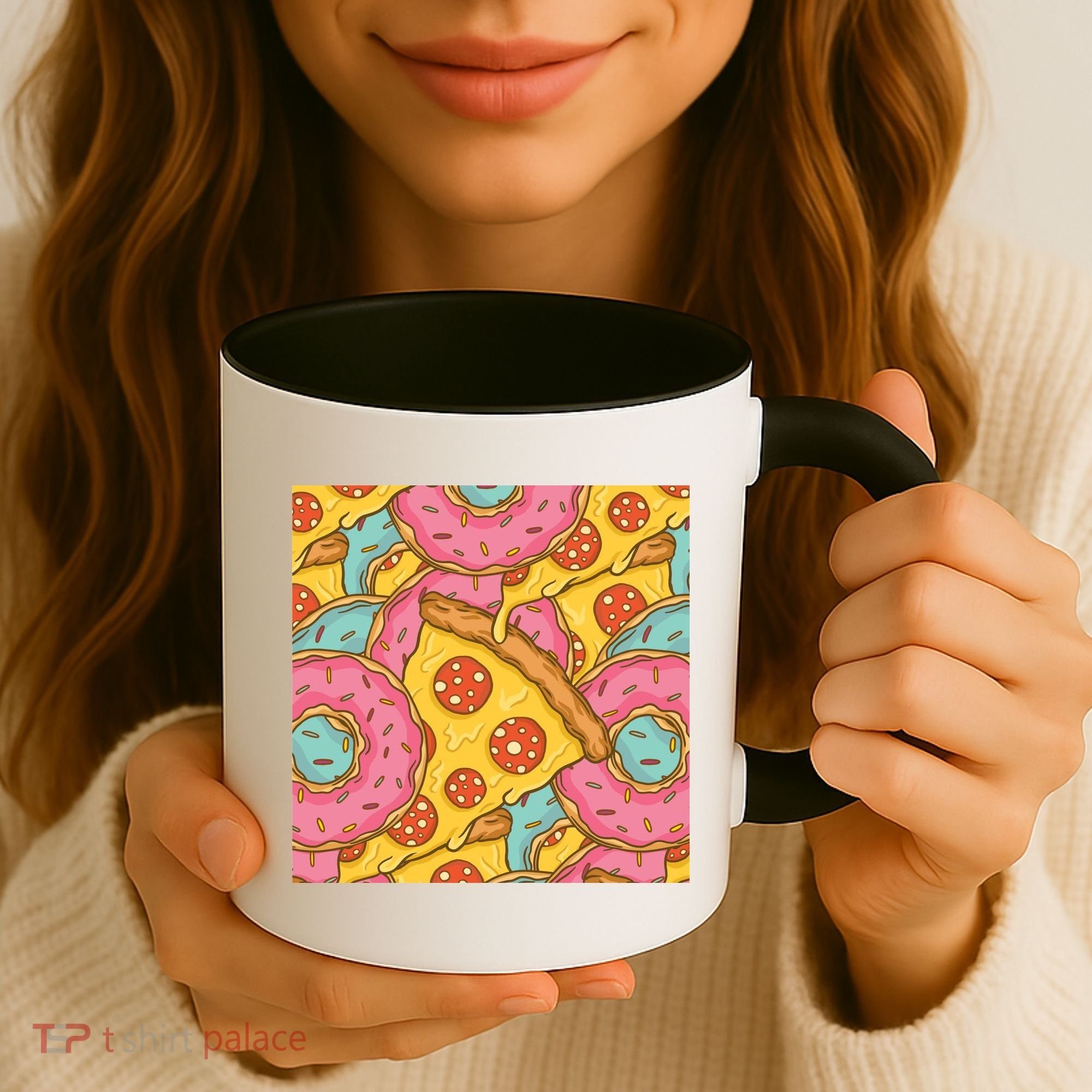 Pizza And Donuts Fast Food Coffee Mug