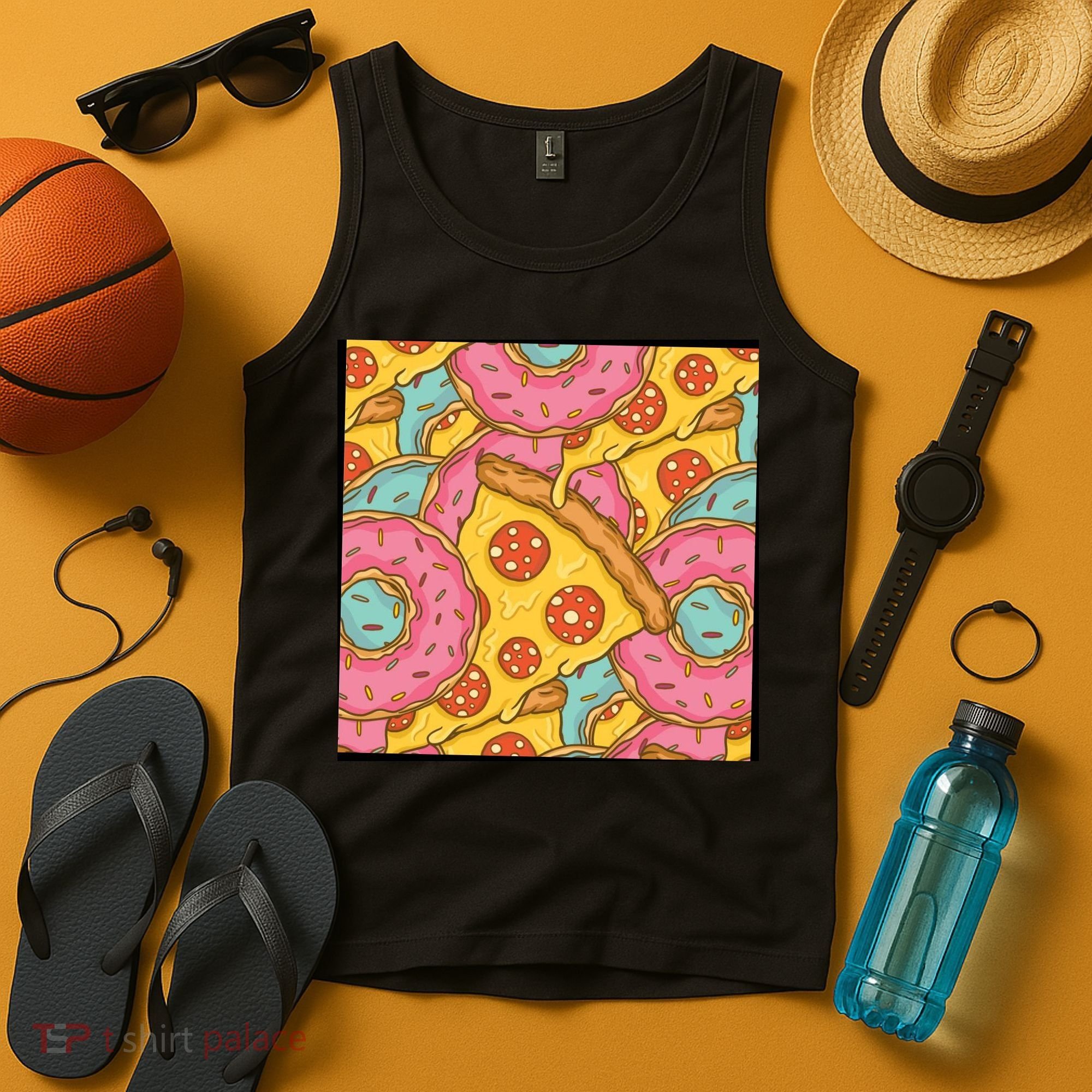 Pizza And Donuts Fast Food Tank Top
