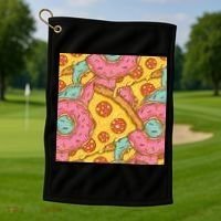Pizza And Donuts Fast Food Golf Towel thumb 1