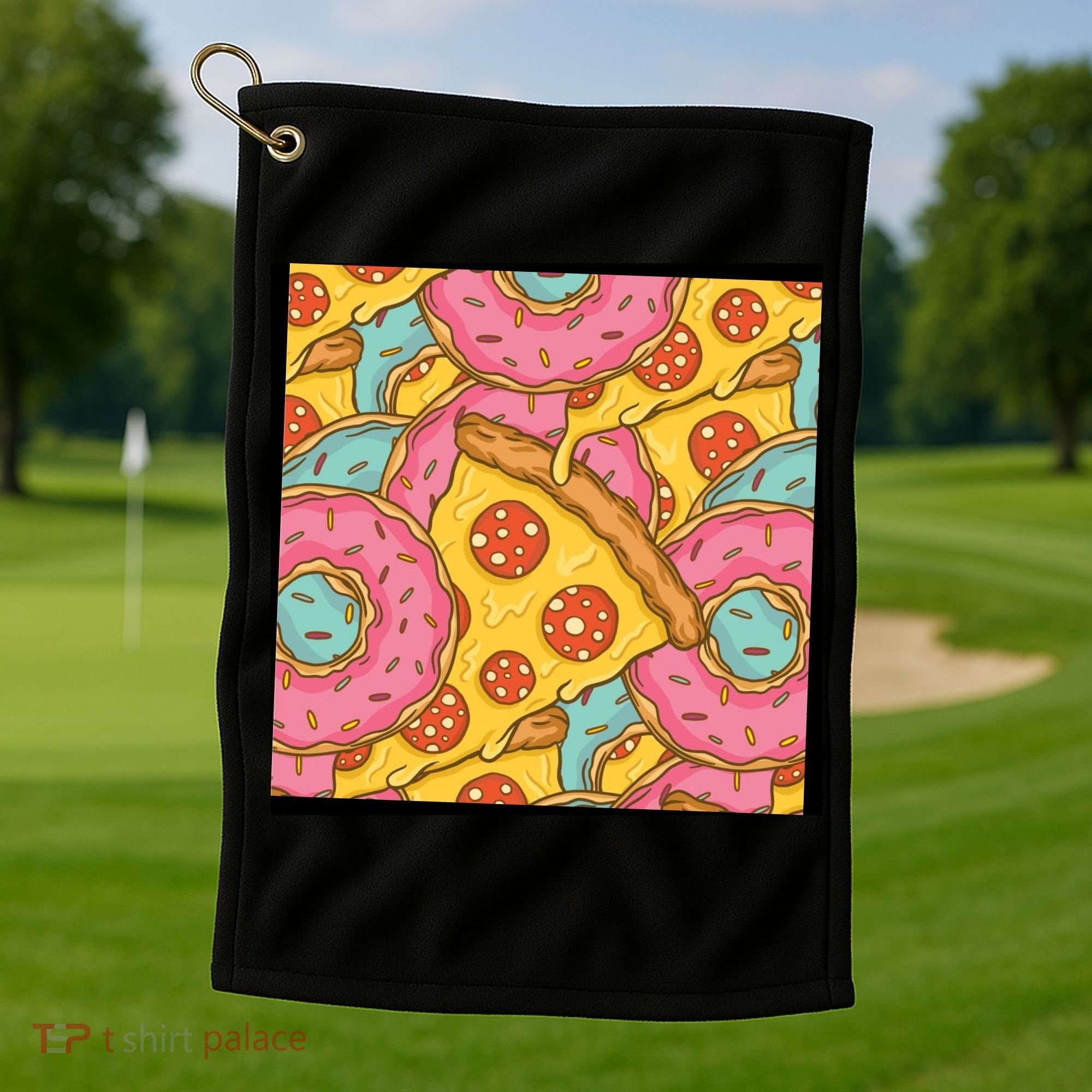 Pizza And Donuts Fast Food Golf Towel