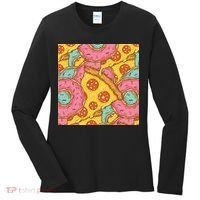 Pizza And Donuts Fast Food Women's Long Sleeve Shirt thumb 0
