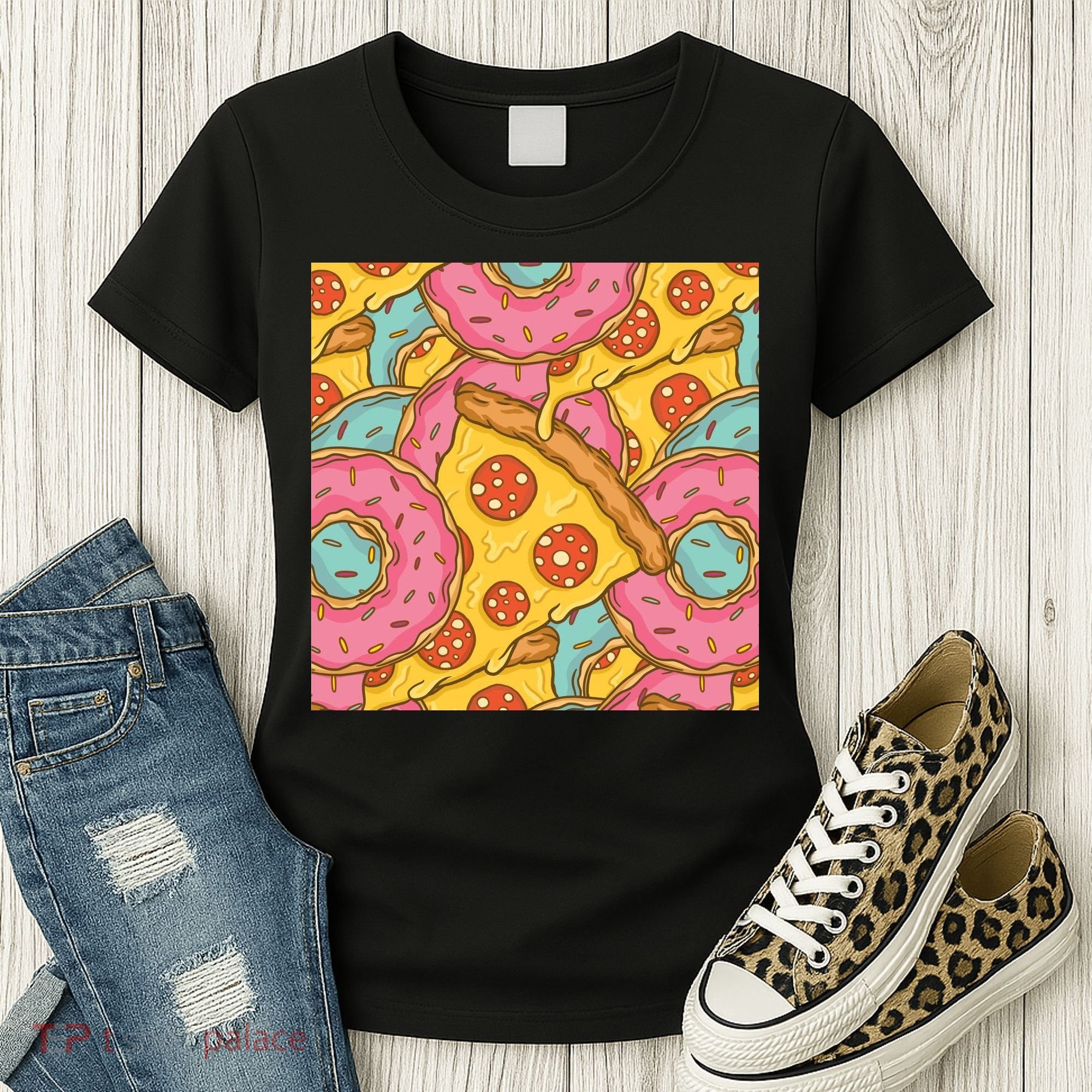 Pizza And Donuts Fast Food Women's T-Shirt