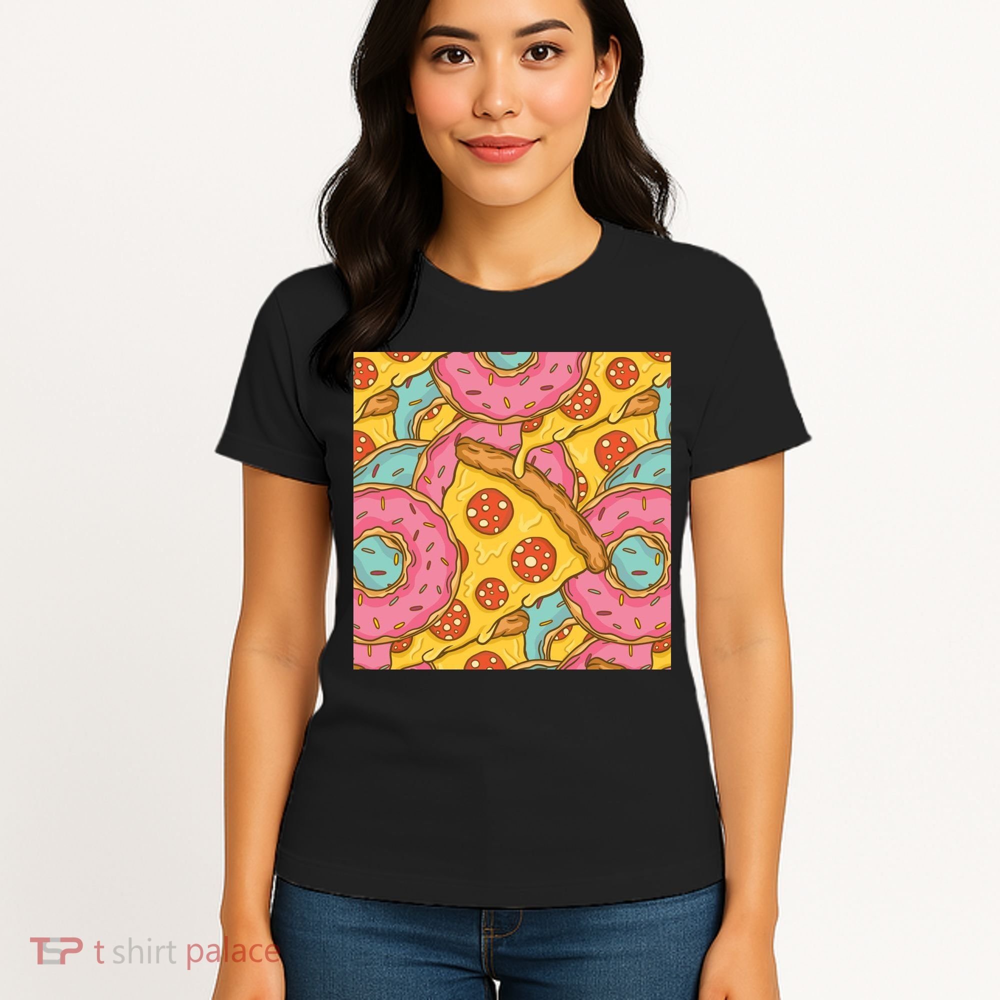 Pizza And Donuts Fast Food Women's T-Shirt