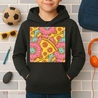 Pizza And Donuts Fast Food Kids Hoodie thumb 2