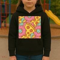 Pizza And Donuts Fast Food Kids Hoodie thumb 3
