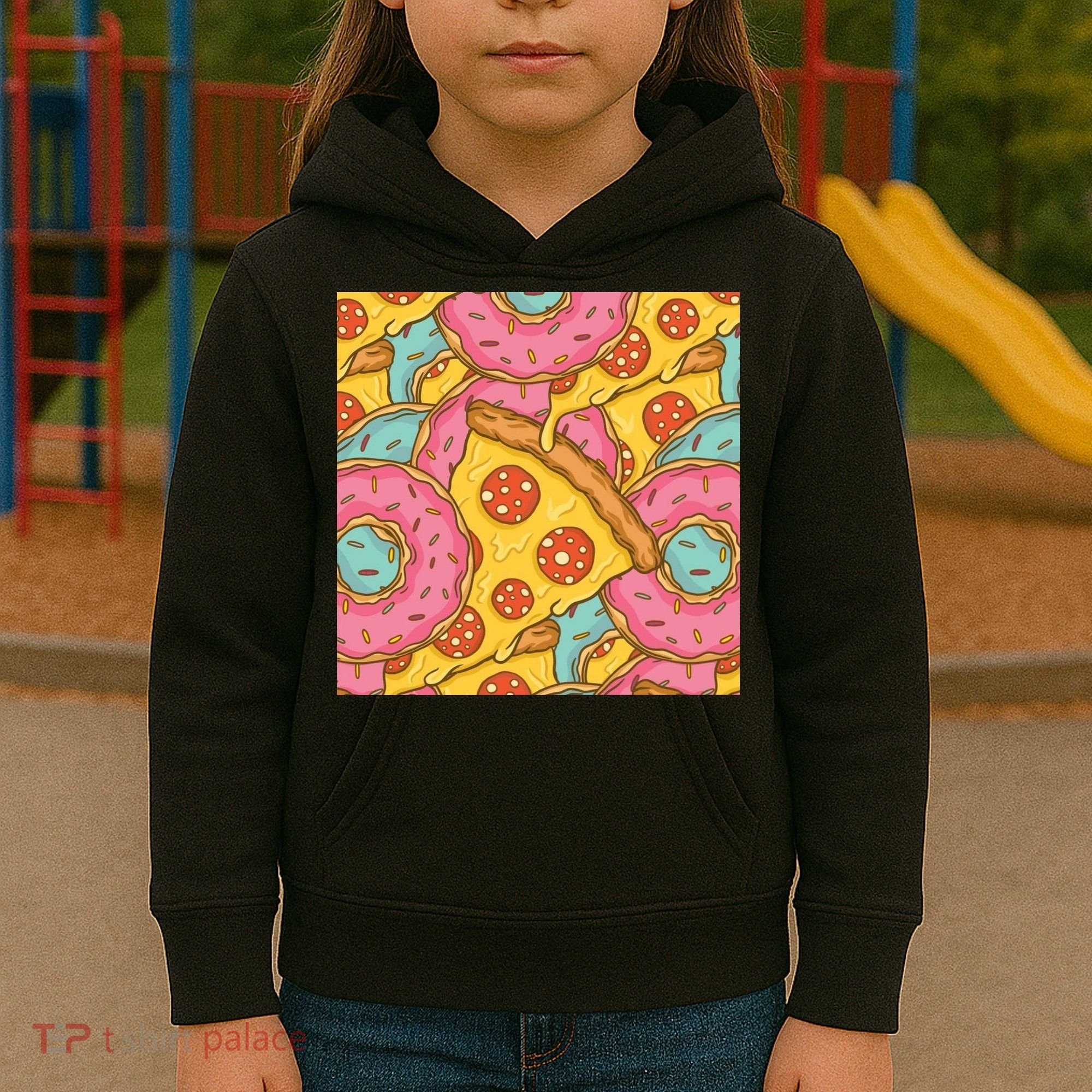 Pizza And Donuts Fast Food Kids Hoodie