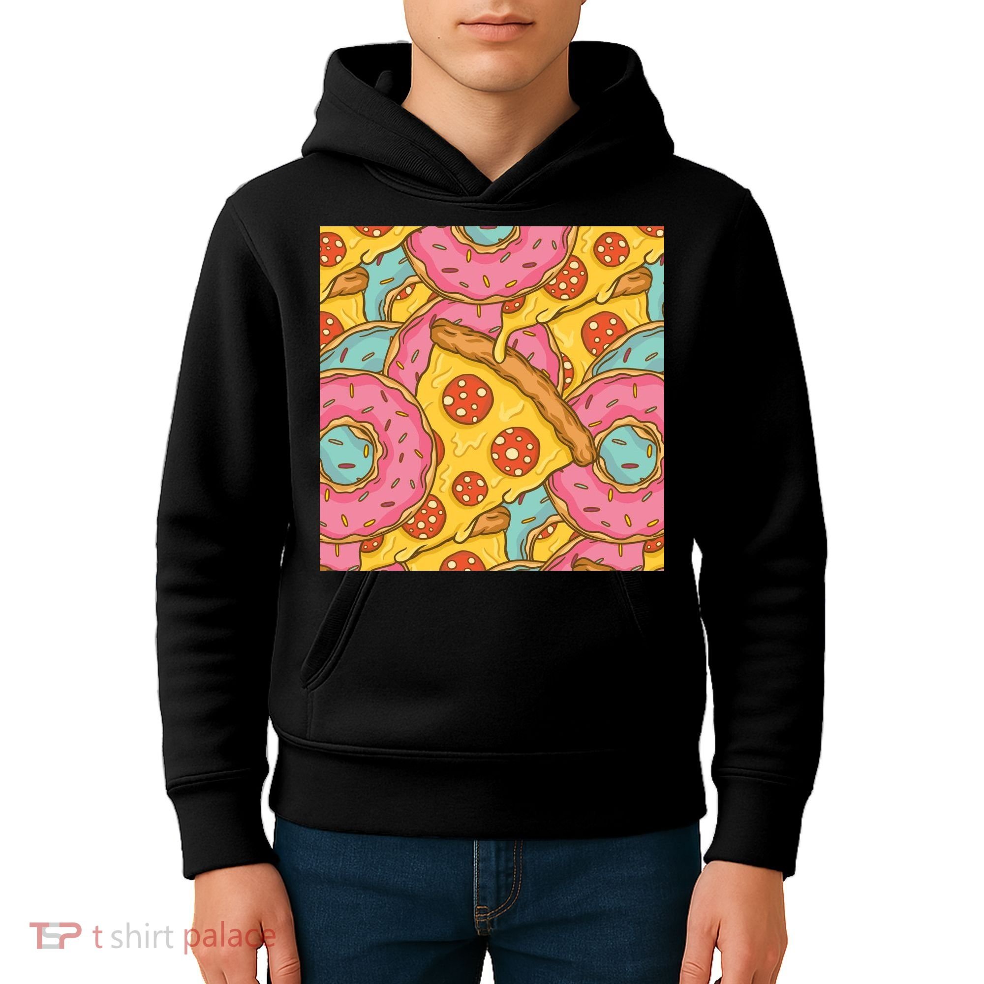 Pizza And Donuts Fast Food Kids Hoodie