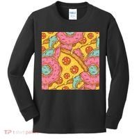 Pizza And Donuts Fast Food Kids Long Sleeve Shirt thumb 0