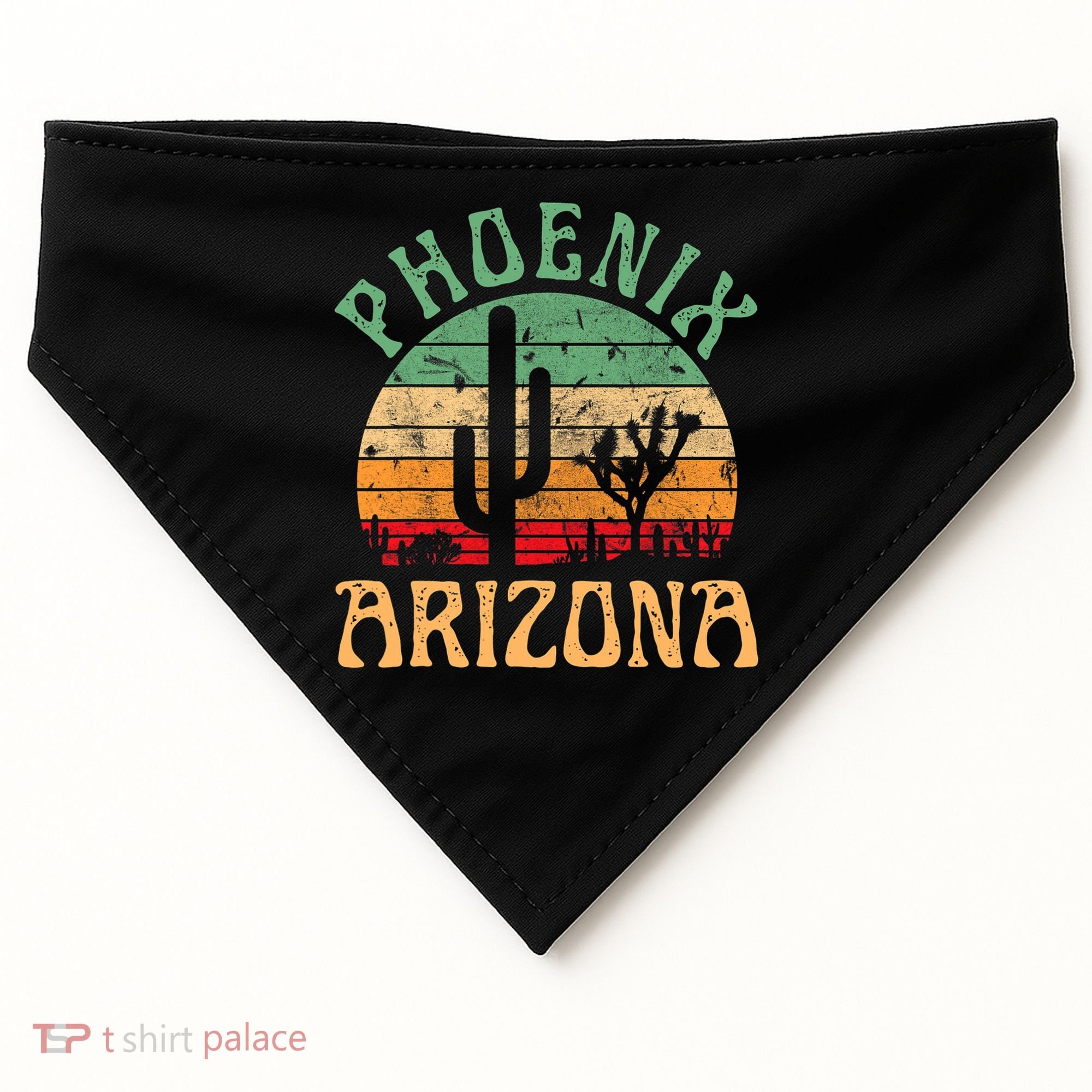 Phoenix Arizona Desert Cactus Retro Sunset Outdoors Retro USA-Made Doggie Bandana