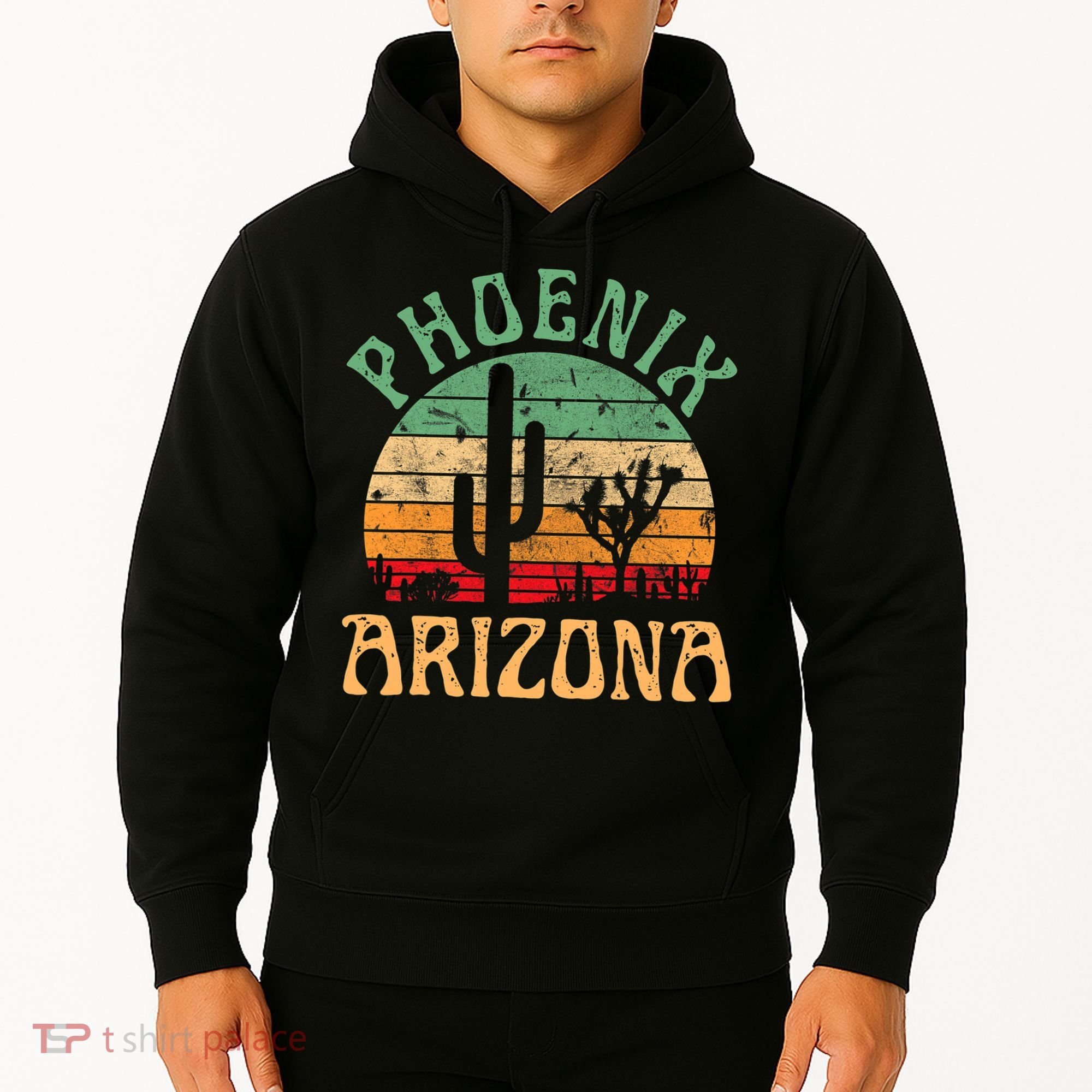 Phoenix Arizona Desert Cactus Retro Sunset Outdoors Retro Hoodie