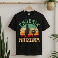 Phoenix Arizona Desert Cactus Retro Sunset Outdoors Retro T-Shirt thumb 2