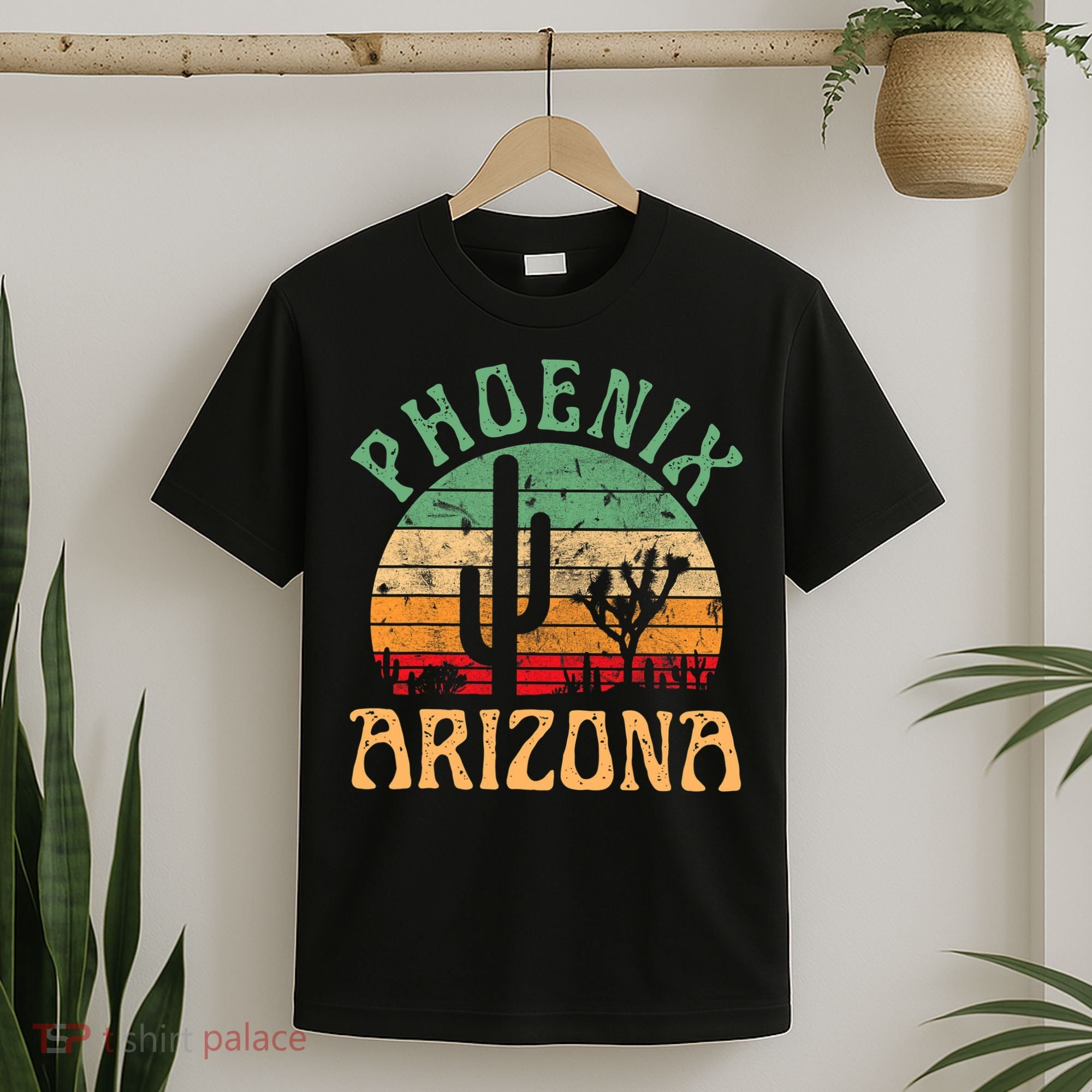Phoenix Arizona Desert Cactus Retro Sunset Outdoors Retro T-Shirt