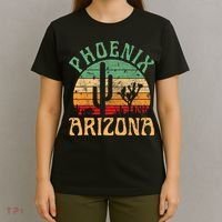 Phoenix Arizona Desert Cactus Retro Sunset Outdoors Retro T-Shirt thumb 4